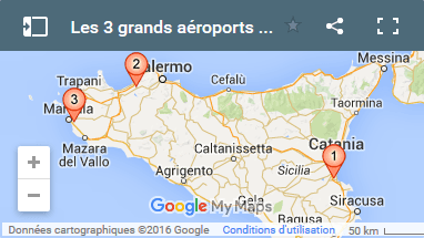 Plan des 3 grands aéroports de Sicile