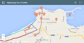 Map of a sightseeing tour around Cefalu