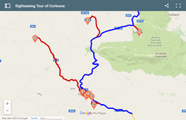 Map of a sightseeing tour around Corleone