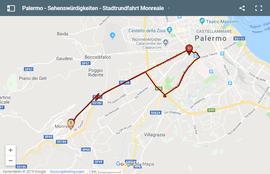 Karte der Stadtrundfahrt durch Palermo - Monreale