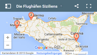 Karte der drei Flughäfen Siziliens