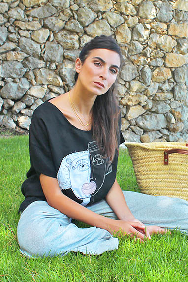 Mode aus Sizilien - Filly Biz - Leinenbluse mit zweifarbigem Gesicht
