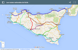 Mappa delle strade statale di Sicilia