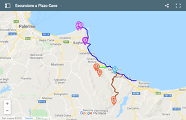 Mappa per un escursione a Pizzo Cane