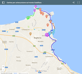 Cartina per un'escursione sul monte Catalfano