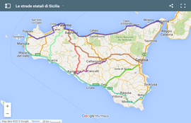 Mappa delle strade statale di Sicilia