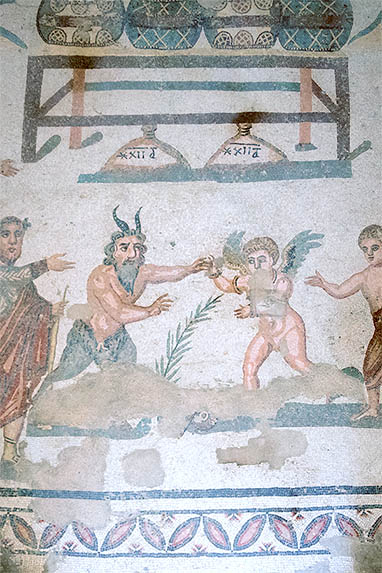 Sizilien - Villa Romana del Casale - Mosaik - Pan und Eros