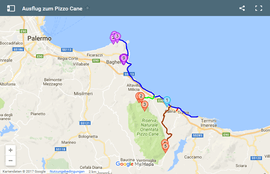 Karte für einen Ausflug zum Pizzo Cane