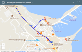 Karte für einen Ausflug nach San Nicola l'Arena