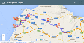 Karte für einen Ausflug nach Trapani